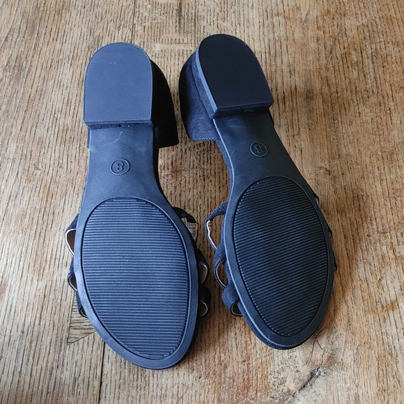 Women's Black Slip On Sandal Ballet Flats - Picture 6 of 8